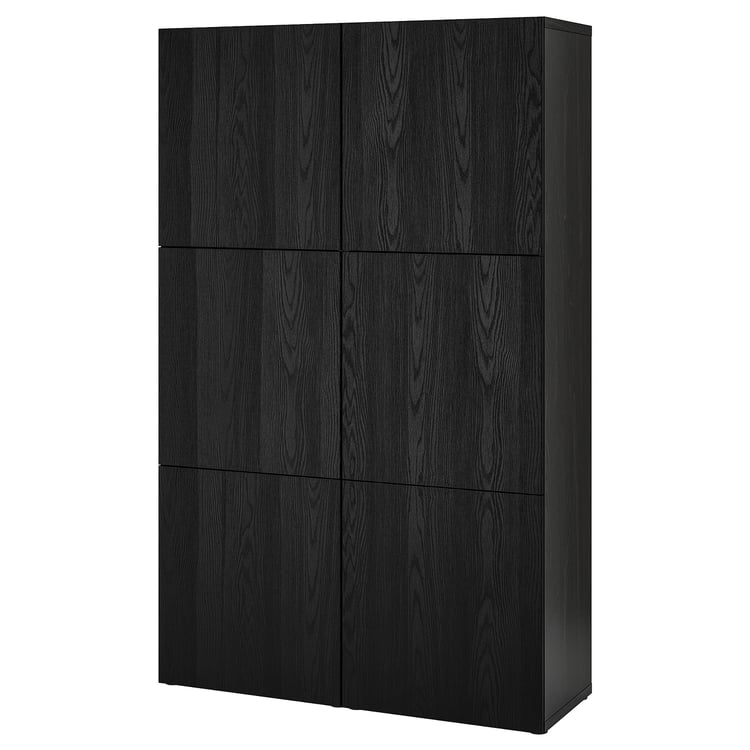 BESTÅ storage combination with doors, blackbrown/Timmerviken black