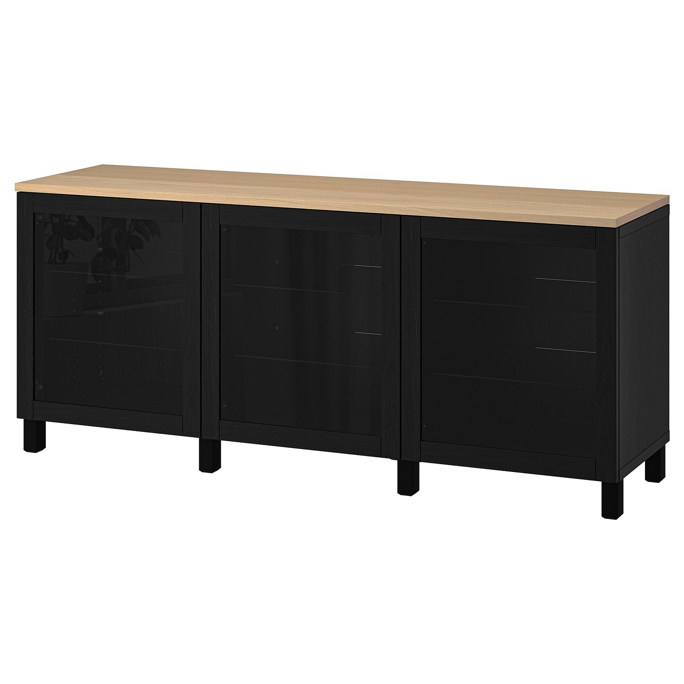 BESTA ベストー IKEA BESTÅ storage combination w doors/drawers, black-brown/Lappviken