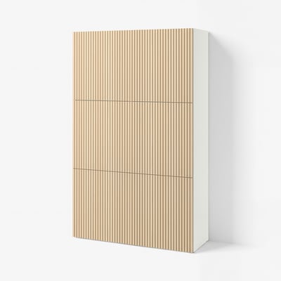 BESTÅ Storage combination with doors, white/Björköviken ash veneer, 47 1/4x16 1/2x76 "