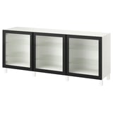 BESTÅ Storage combination with doors, white/Fällsvik anthracite, 70 7/8x16 1/2x29 1/8 "