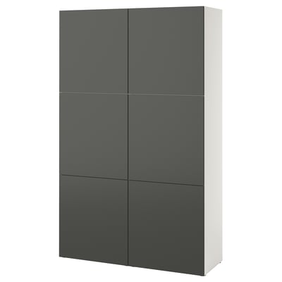 BESTÅ Storage combination with doors, white/Lappviken dark gray, 47 1/4x16 1/2x76 "