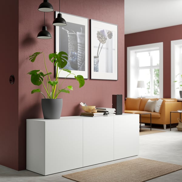 BESTÅ Storage combination with doors, white/Lappviken white, 70 7/8x16 1/2x25 5/8 "