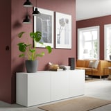 BESTÅ Storage combination with doors, white/Lappviken white, 70 7/8x16 1/2x25 5/8 "