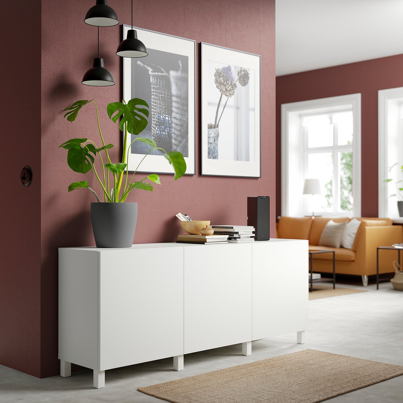 BESTÅ storage combination with doors, white/Laxviken/Stubbarp
