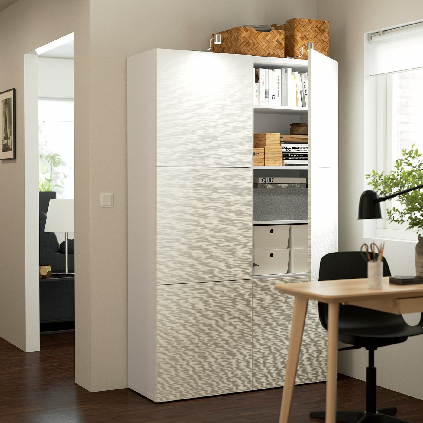 家具 IKEA BESTÅ storage combination with doors, white/Laxviken white