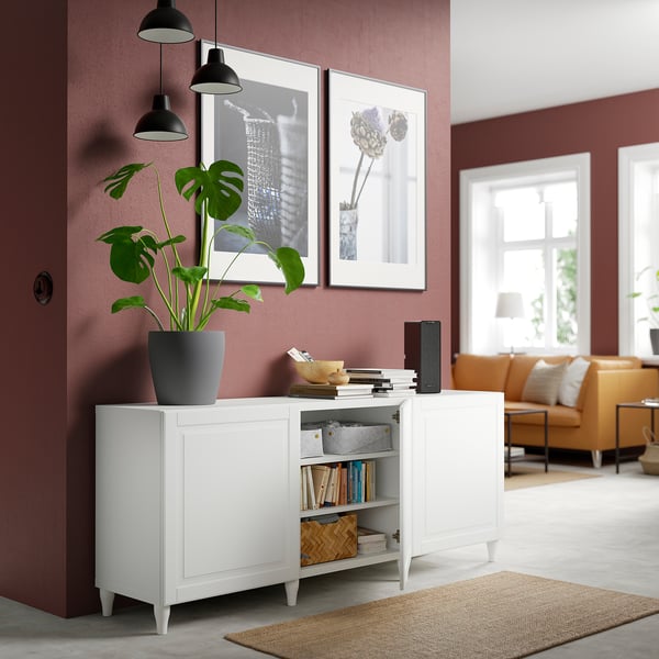 BESTÅ Storage combination with doors, white/Smeviken/Kabbarp white, 70 7/8x16 1/2x29 1/8 "