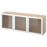 BESTÅ Storage combination with doors, white stained oak effect Glassvik/white/light green frosted glass, 70 7/8x16 1/2x25 5/8 "
