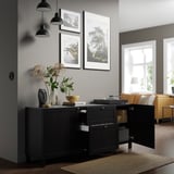 BESTÅ Storage combination with drawers, black-brown/Hanviken/Stubbarp black-brown, 70 7/8x16 1/2x29 1/8 "