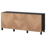 BESTÅ Storage combination with drawers, black-brown/Hedeviken/Stubbarp oak veneer, 70 7/8x16 1/2x29 1/8 "