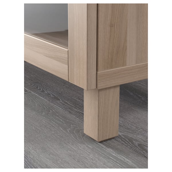 BESTÅ Storage combination with drawers, walnut effect light gray Lappviken/Sindvik/Stubbarp gray stained walnut eff clear glass, 70 7/8x16 1/2x29 1/8 "