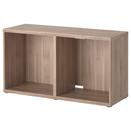 BESTÅ TV bench, walnut effect light gray, 120x40x64 cm (471/4x153/4x251