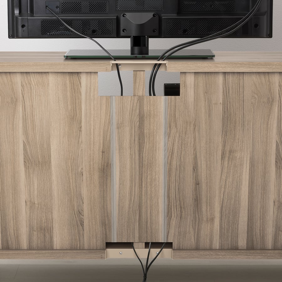 BESTÅ TV bench, walnut effect light gray, 120x40x64 cm (471/4x153/4x251