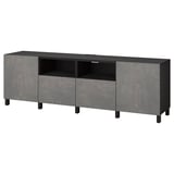 BESTÅ TV bench with doors and drawers, black-brown/Kallviken/Stubbarp dark gray, 94 1/2x16 1/2x29 1/8 "