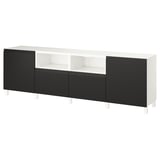 BESTÅ TV bench with doors and drawers, white/Hammarsmed/Stubbarp anthracite, 94 1/2x16 1/2x29 1/8 "