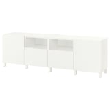 BESTÅ TV bench with doors and drawers, white/Lappviken/Stubbarp white, 94 1/2x16 1/2x29 1/8 "