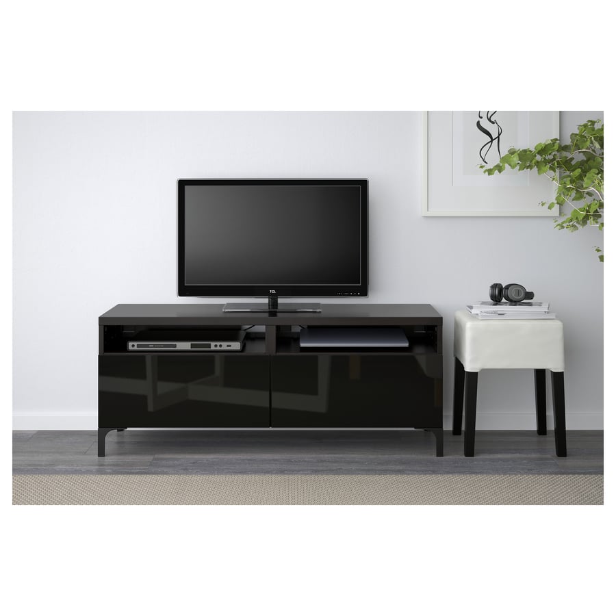 BESTÅ TV unit with drawers blackbrown, Selsviken highgloss/black IKEA
