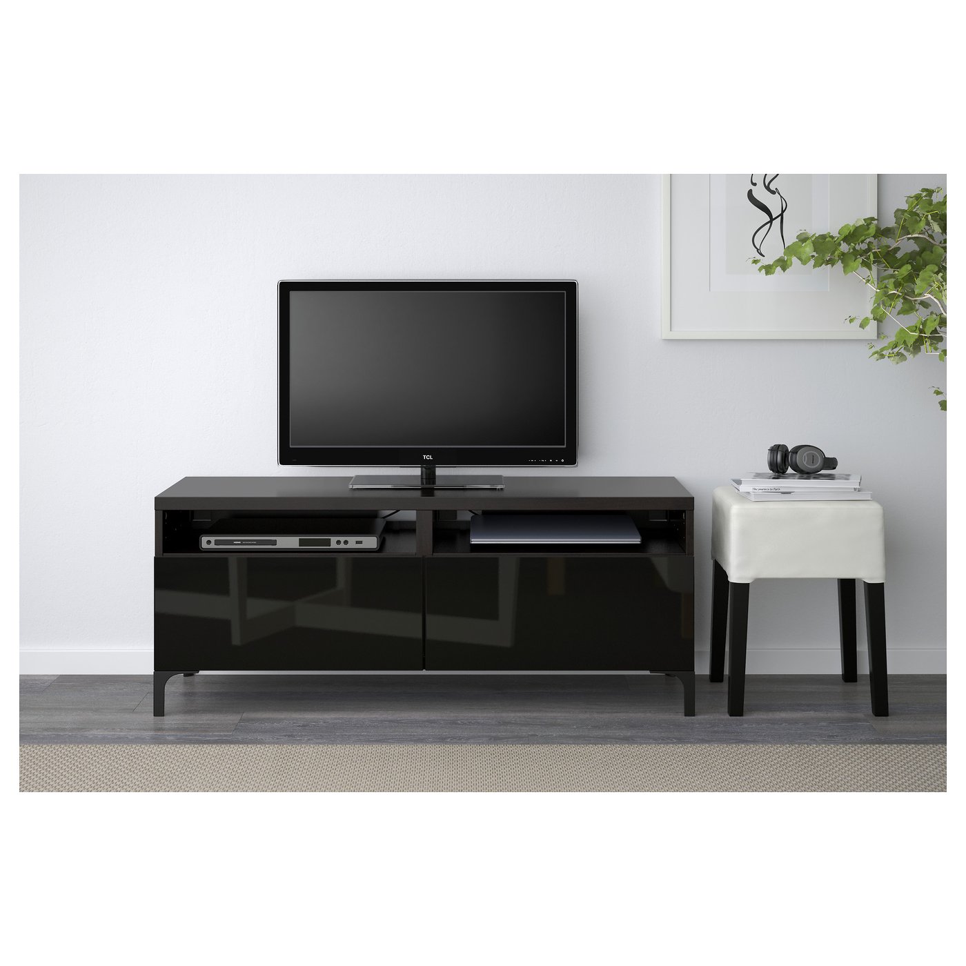BESTÅ TV unit with drawers blackbrown, Selsviken highgloss/black IKEA