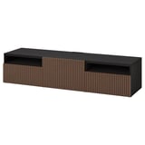 BESTÅ TV unit with drawers and door, black-brown Björköviken/brown stained oak veneer, 70 7/8x16 1/2x15 3/8 "