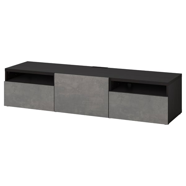 BESTÅ TV unit with drawers and door, black-brown/Kallviken dark gray, 70 7/8x16 1/2x15 3/8 "