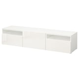 BESTÅ TV unit with drawers and door, white/Selsviken high-gloss/white, 70 7/8x16 1/2x15 3/8 "