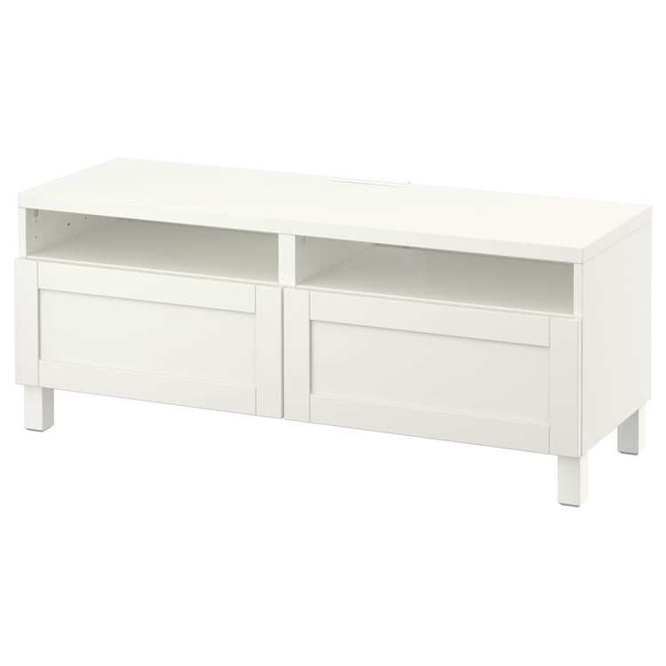 BESTÅ TV unit with drawers, white/Hanviken/Stubbarp white, 120x42x48 cm