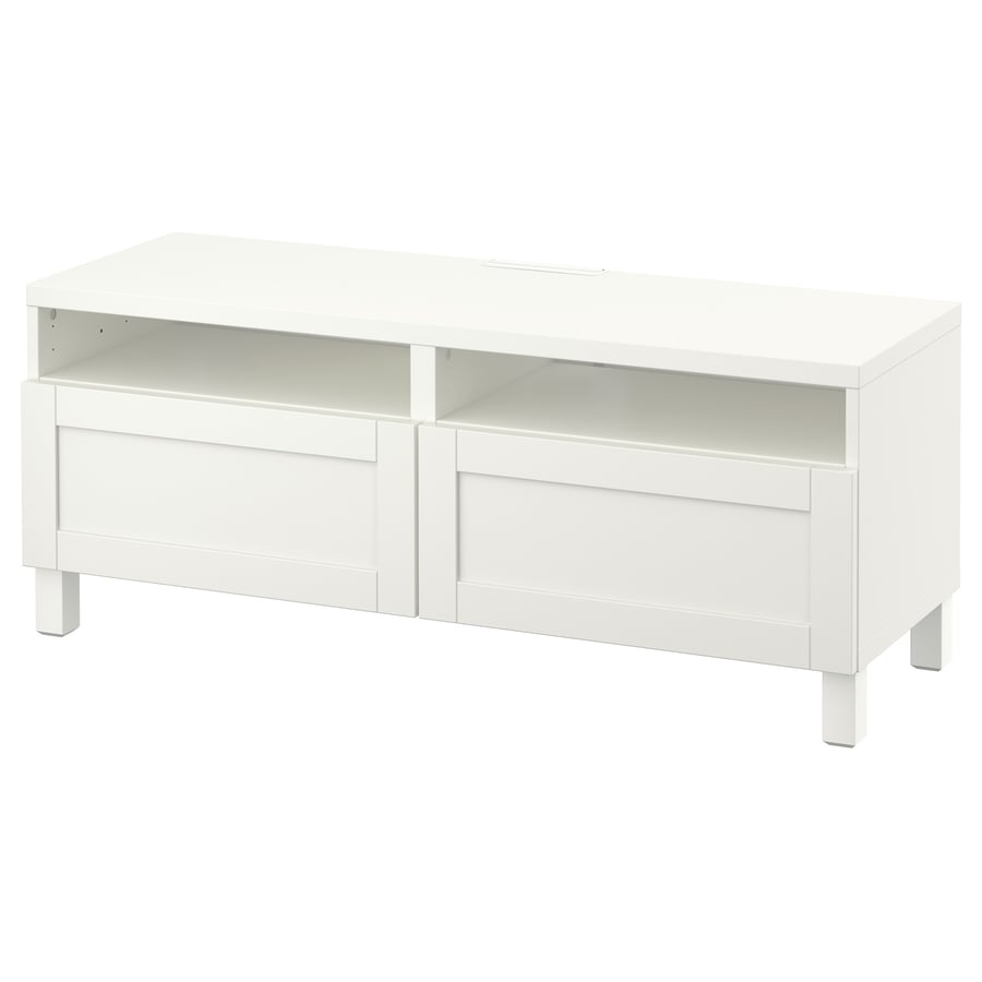 BESTÅ TV unit with drawers, white/Hanviken/Stubbarp white, 120x42x48 cm