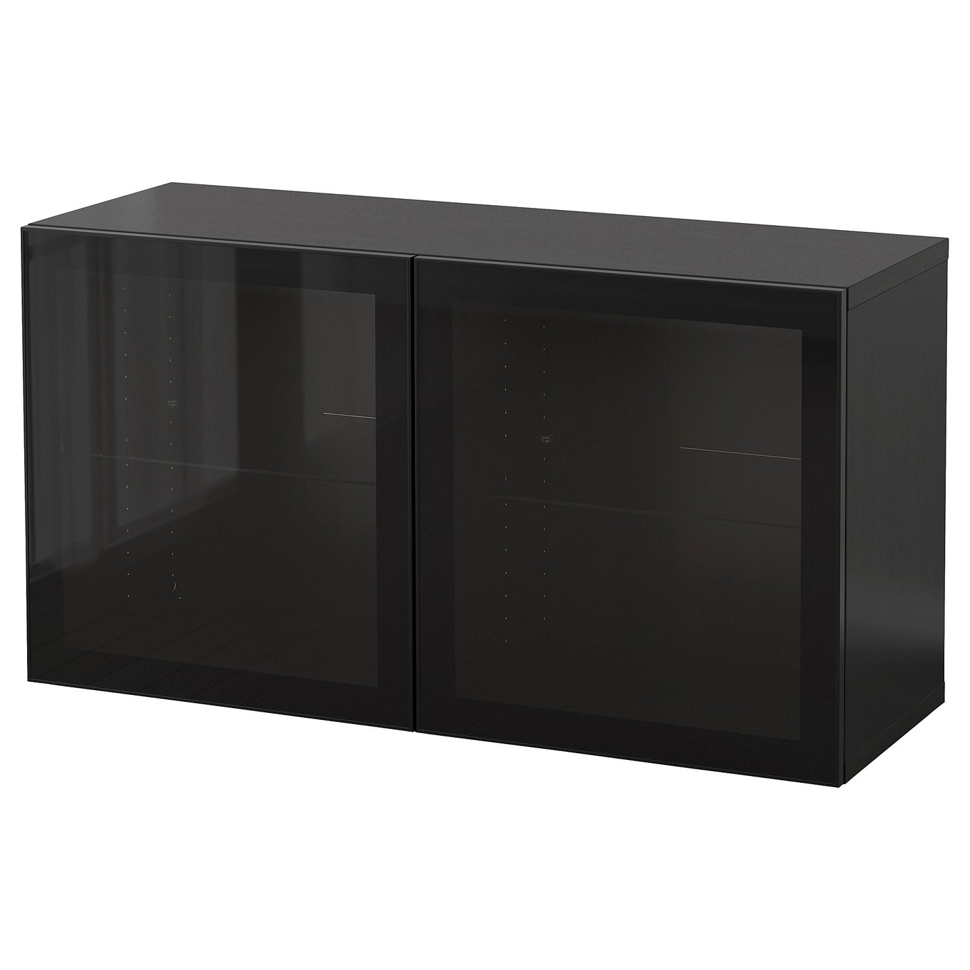 BESTÅ wall-mounted cabinet combination, black-brown Glassvik/black