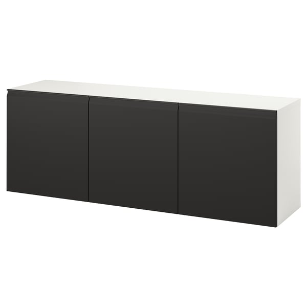 BESTÅ Wall-mounted cabinet combination, white/Hammarsmed anthracite, 70 7/8x16 1/2x25 1/4 "