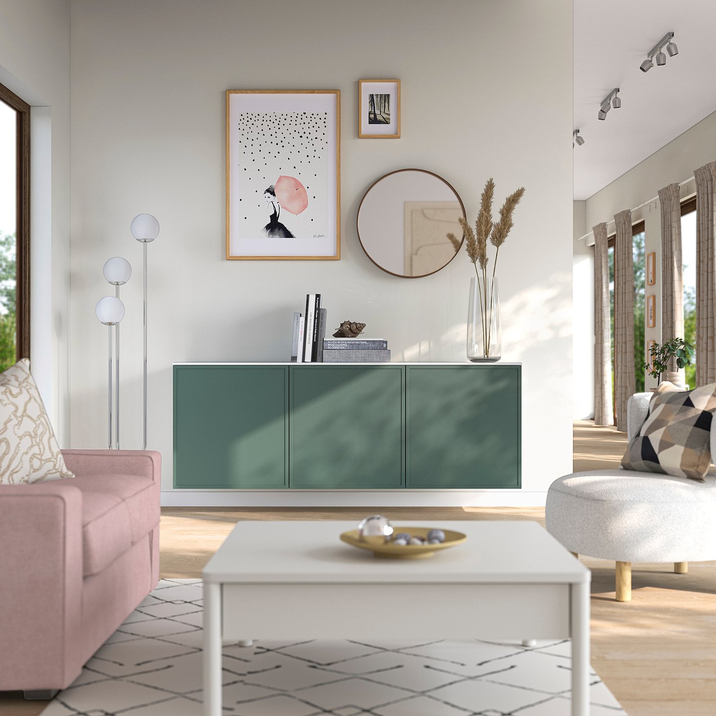 BESTÅ wall-mounted cabinet combination, white Krukmakare/dark gray