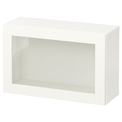 BESTÅ Wall-mounted cabinet combination, white/Sindvik white clear glass, 23 5/8x8 5/8x15 "