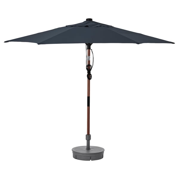 BETSÖ / LINDÖJA Patio umbrella with base, brown wood ...