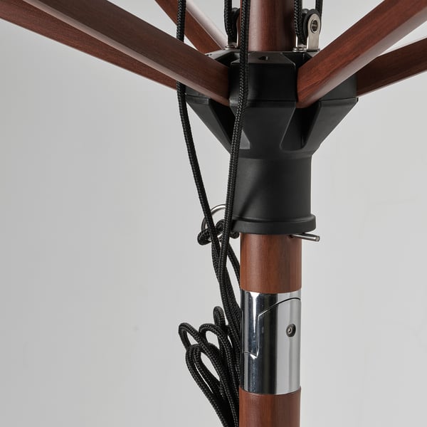 Betso Lindoja Patio Umbrella With Base Brown Wood Effect Black Huvon Ikea