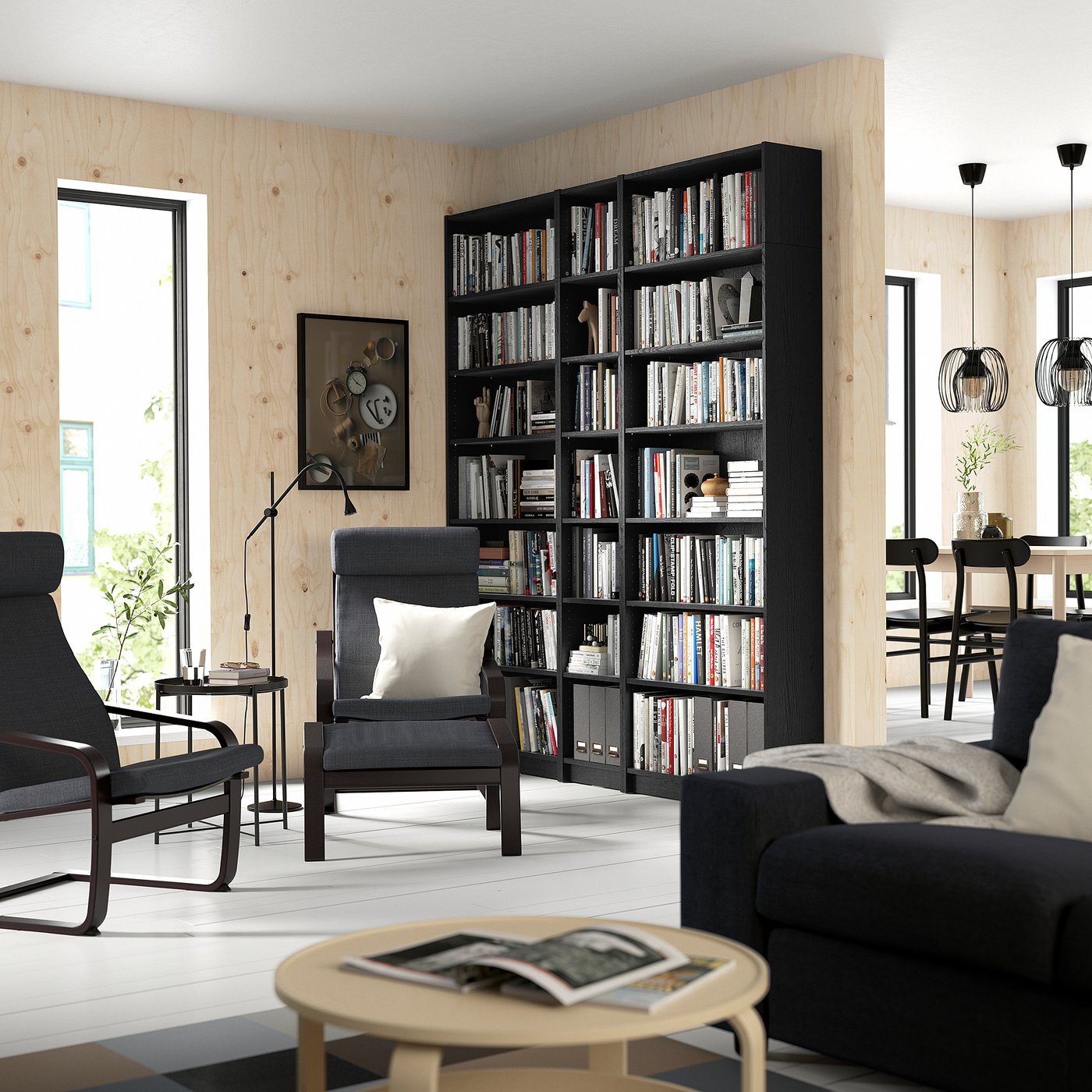 BILLY bookcase comb with extension units, black oak effect