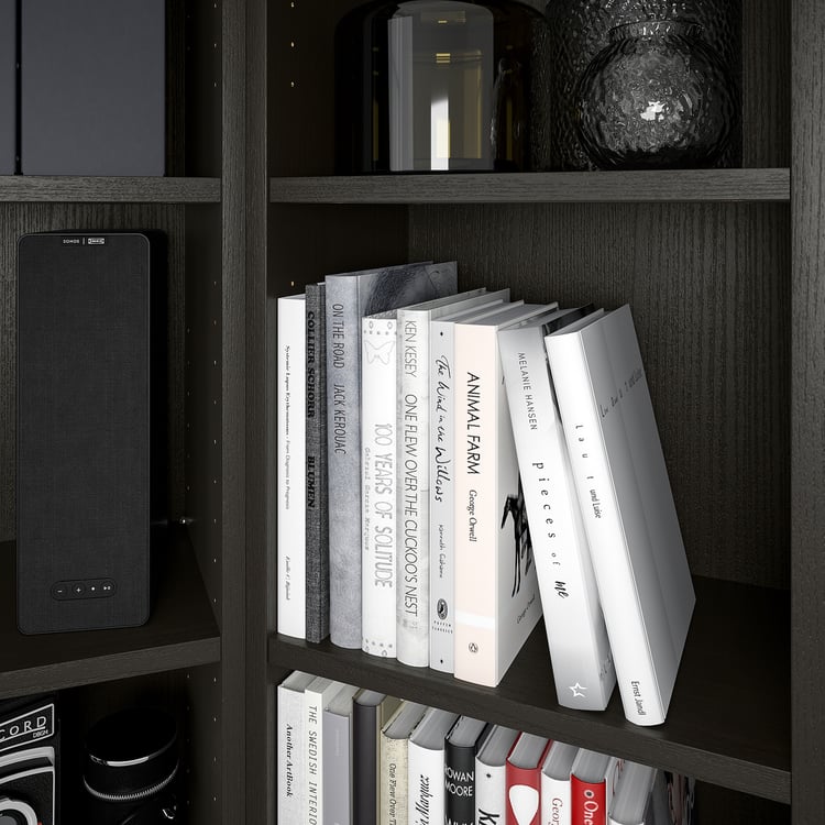 BILLY bookcase combination/crn solution, blackbrown, 95/95x28x202 cm