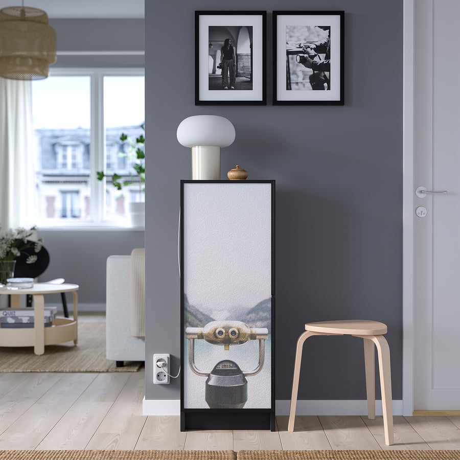 BILLY / HÖGBO bookcase combination w glass doors, blackbrown/black