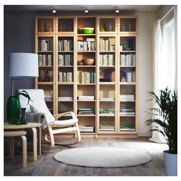 BILLY / OXBERG bookcase, birch veneer, 200x30x237 cm (783/4x113/4x931/4