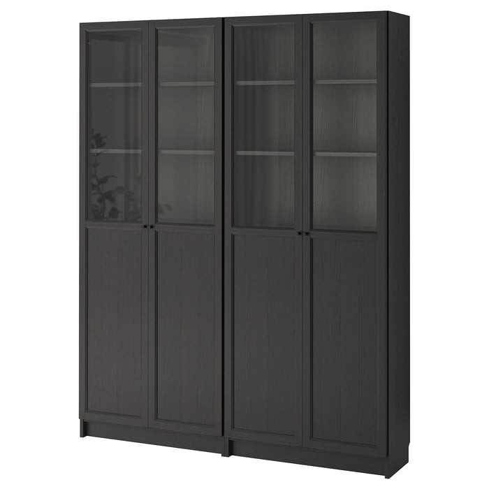 BILLY / OXBERG bookcase, blackbrown, 160x30x202 cm (63x113/4x791/2