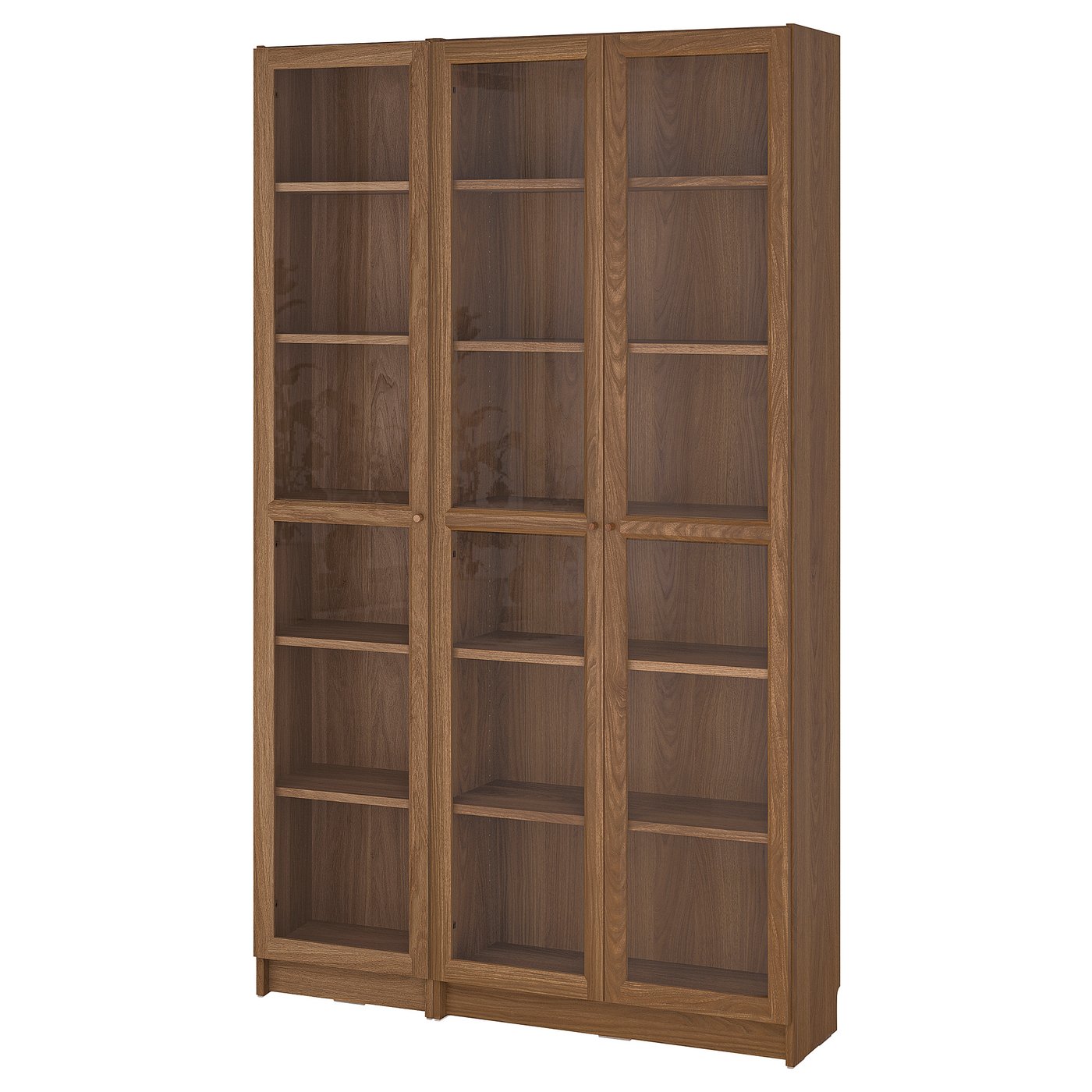 BILLY / OXBERG bookcase combination w glass doors, brown walnut