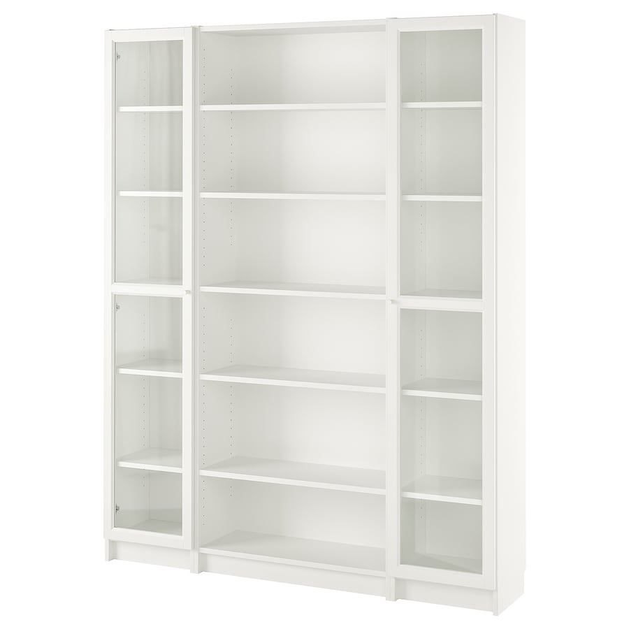 BILLY / OXBERG bookcase combination w glass doors, white, 160x202 cm (63x791/2") IKEA CA