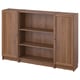 BILLY / OXBERG Bookcase combination with doors, brown walnut effect, 63x41 3/4 "