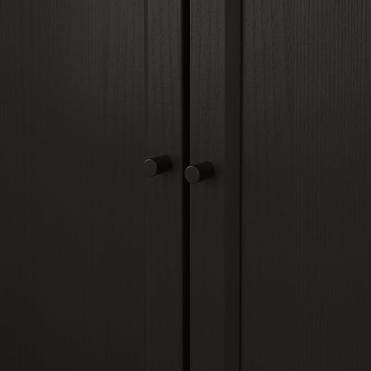 BILLY / OXBERG Bookcase+height extension & doors, blackbrown