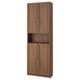 BILLY / OXBERG Bookcase w doors/extension unit, brown walnut effect, 31 1/2x11 3/4x93 1/4 "