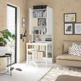 BILLY / OXBERG Bookcase with desk, white, 31 1/2x79 1/2 "