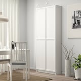 BILLY / OXBERG Bookcase with doors, white, 31 1/2x11 3/4x79 1/2 "