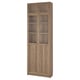 A BILLY bookcase with glass doors, 4 adjustable, 2 fixed shelves. Modern wooden design.