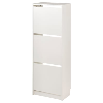 BISSA Shoe cabinet with 3 compartments, white, 19 1/4x11x53 1/8 "