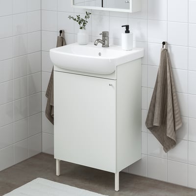 BJÖRKÅN Sink w water trap/faucet, white, 21 1/4x15 3/4 "