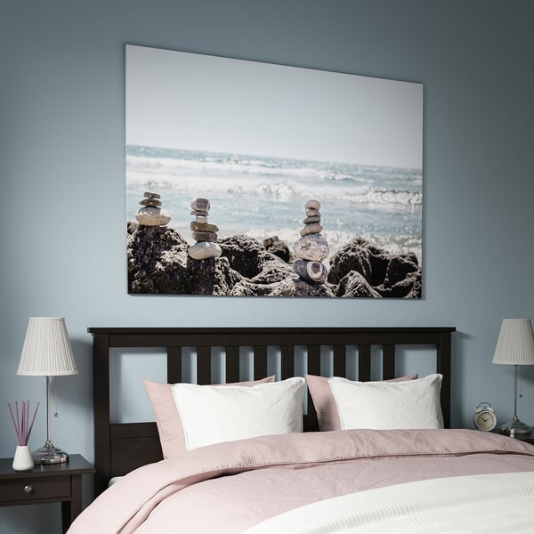 BJÖRKSTA Picture and frame - Stone art, black - IKEA