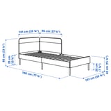 BLÅKULLEN Uph bed frame with corner headboard, Knisa medium blue, Twin
