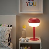 BLÅSVERK Table lamp, red, 14 "